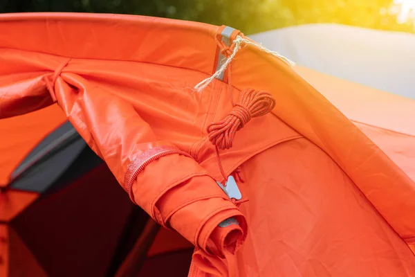 Camping Tent Details Forest Day Light — Stock Photo, Image