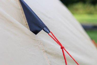 Gün ışığında ormanda kamp çadırı ayrıntıları