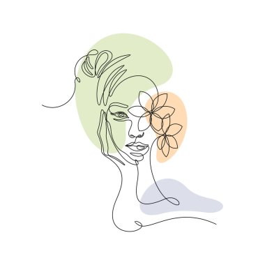 Soyut kadın yüzü, çiçek, duvar dekoru vektör çizimi gibi soyut bir sanat eseri duvar sanatı, baskı, kapak tasarımı, poster illüstrasyonu, kart, t-shirt baskısı vs. için kullanılabilir.