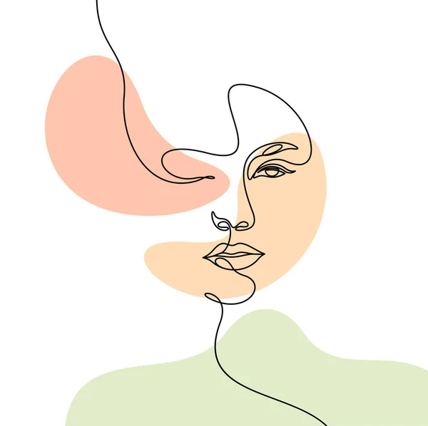 Art Ligne Visage Abstrait Femme Décoration Murale Vectorielle Illustration Design — Image vectorielle