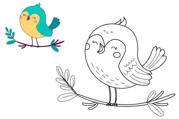 Boyama kitabı Küçük sevimli kuş çizgi filmi