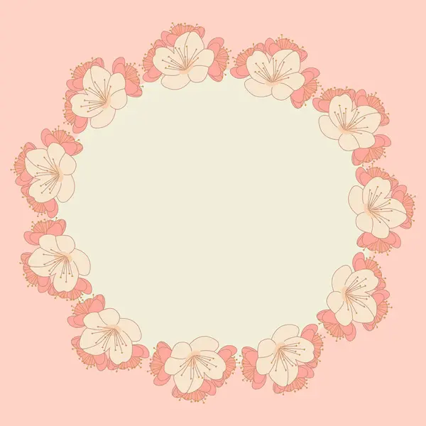 Çiçeklerle süslü yuvarlak çerçeve çizimi