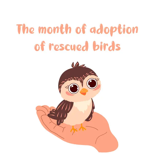 Kurtarılan kuşların evlat edinildiği ay. Beyaz üzerine şirin bir kuş. Soyut arkaplan. Poster, pankart, arkaplan.