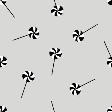 Kusursuz Cadılar Bayramı vektör deseni. Paket kağıdı, duvar kağıdı, çıkartma, defter kapağı için modaya uygun lolipop deseni..