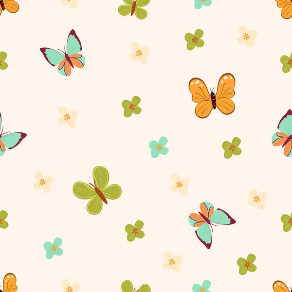 Kusursuz bir bahar arka planında sevimli kelebekler. Anneler günü, doğum günü. Tekstil, duvar kağıdı, ambalaj, kapak için şablon