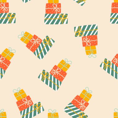 Kusursuz bir geçmişi olan doğum günü hediyesi kutuları. Kağıda sarılmış Noel hediyeleri. Doğum günü. Tekstil, duvar kağıdı, ambalaj, kapak için şablon