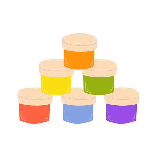 Bir kutu dolusu parlak guaj boyası. Renkli palet. Çocuk, tasarımcı, çizer, sanatçı için araç gereç ve aksesuarlar. Vekil okulu malzemeleri.