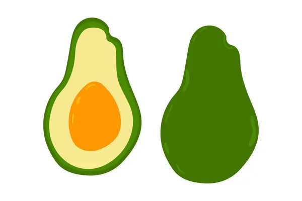 Soyut avokado vektör çizimleri. Basit avokado. İç mekan için tropikal meyve koleksiyonu tasarımı, kartlar, posterler, afişler, el ilanları, sosyal medya duvar kağıtları