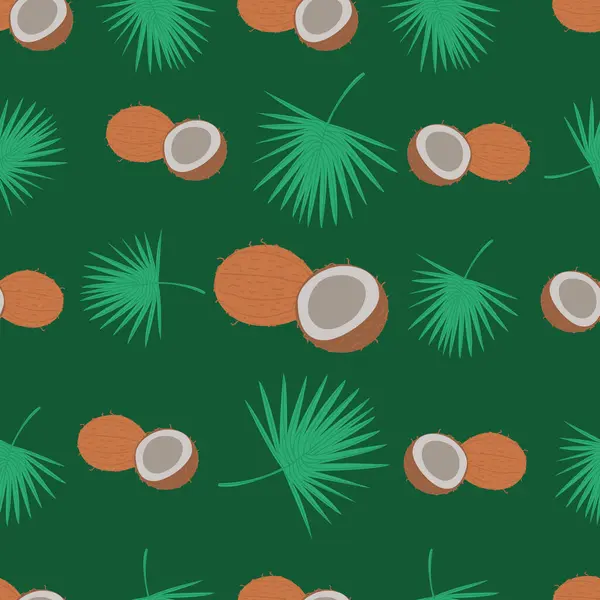 Hindistancevizli kusursuz desen. Hindistan cevizi. Düz bir şekilde vektör illüstrasyonu. Yaz sezonu. Sevimli minimalist desen. Tekstil ve ambalaj için. İzole edilmiş arkaplan