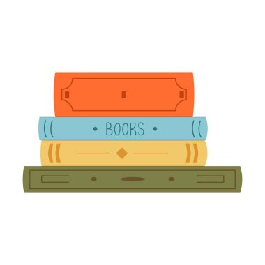 Şirin vektör yığını. Dünya Kitap Günü. Eğitim konsepti. Bir yığın açık kitapla tasarım şablonu. Beyazda izole edilmiş basit bir klima. Kitap festivali.