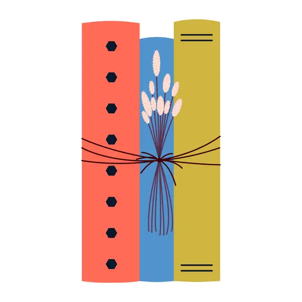 Ot kablosuyla bağlanmış bir yığın kitap. Dünya Kitap Günü. Eğitim konsepti. Beyaz arka planda izole edilmiş basit bir klipte. Kitap festivali.