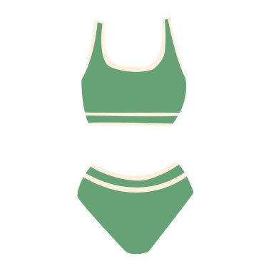 Bikinili yeşil tek parça mayo. Tatil, yüzme için kadın giysileri. Modaya uygun bir mayo.