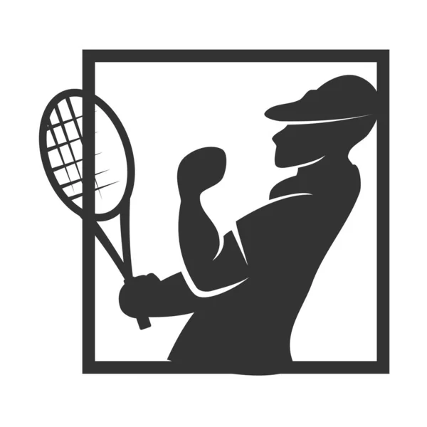 Τένις Αθλητισμός Silhouette Λογότυπο Εικονογράφηση Εικονογράφηση Μάρκα Ταυτότητα — Διανυσματικό Αρχείο