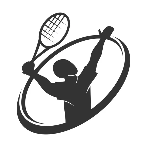 Теннисный Спорт Силуэт Логотип Иллюстрация Иллюстрация Идентичность Бренда — стоковый вектор