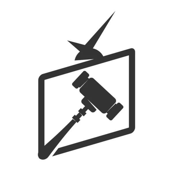 Auktionshammer Logo Icon Illustration Markenidentität — Stockvektor