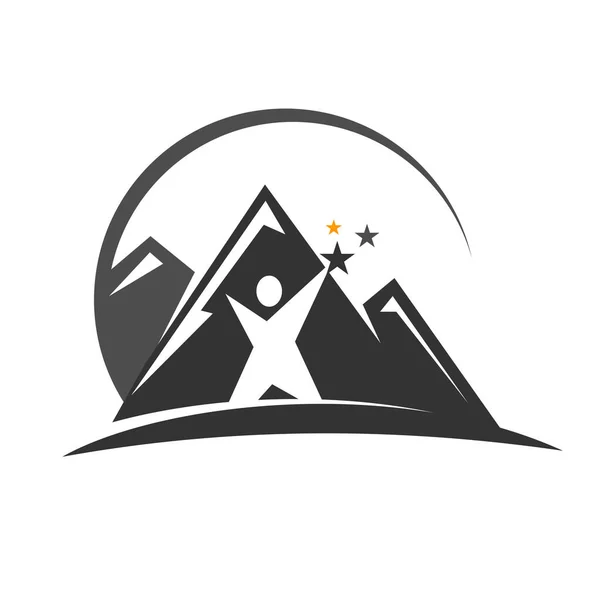 Bergskonsult Framgång Logotyp Ikon Illustration Varumärke Identitet — Stock vektor