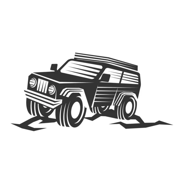 Road Jeep Logo Icon Ilustração Identidade Marca — Vetor de Stock