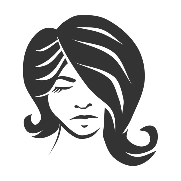 Hermosa Mujer Cara Logo Diseño Icono Ilustración Marca Identidad Plantilla — Vector de stock