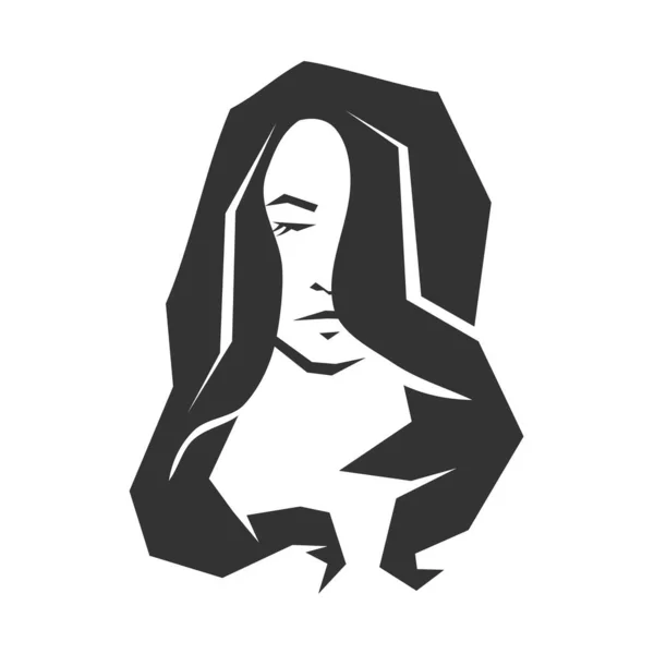Hermosa Mujer Cara Logo Diseño Icono Ilustración Marca Identidad Plantilla — Archivo Imágenes Vectoriales