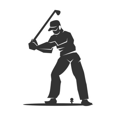 Golf logosu. Adam golf logosu. Golfçü logosu. Simge Tanımlama Markası Kimliği