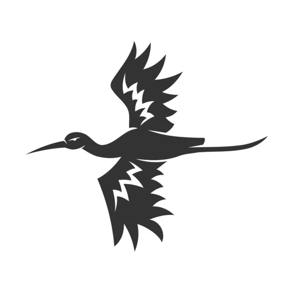 Modèle Logo Oiseau Cigogne Icône Illustration Identité Marque — Image vectorielle