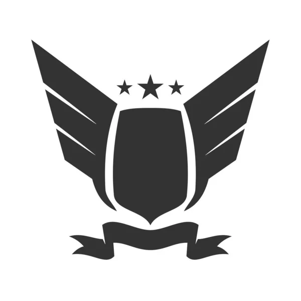 Emblem Blank Wing Shield Ribbon Logo Template Icon Illustration Brand Vetores De Bancos De Imagens Sem Royalties