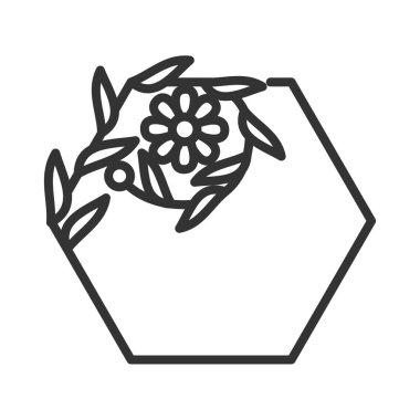 Boş çiçekli çerçeve logosu Simge İllüstrasyon Kimliği şablonu. İzole ve düz çizim. Vektör grafiği