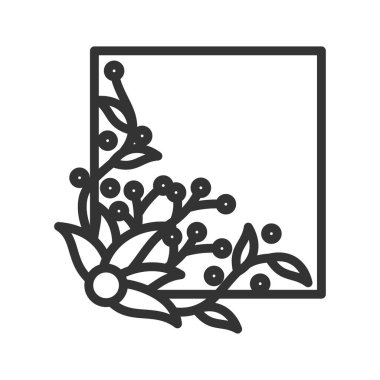 Boş çiçekli çerçeve logosu Simge İllüstrasyon Kimliği şablonu. İzole ve düz çizim. Vektör grafiği