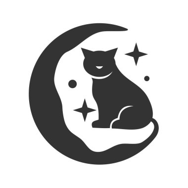 cat moon logo template Icon Illustration Brand Identity.Isolated and flat illustration. Vector graphic