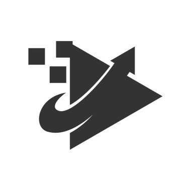 multimedya, Simge İllüstrasyon Markası Kimliği 'nin logo şablonunu oynatıyor. İzole ve düz illüstrasyon. Vektör grafiği