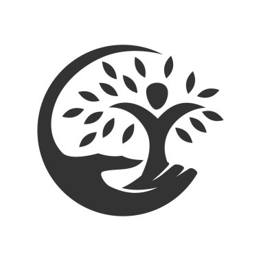 People Tree Vector Logo Şablonu Simge İllüstrasyon Kimliği Şablonu. İzole ve düz çizim. grafik