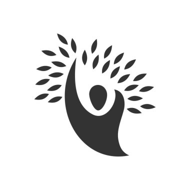 People Life Tree logosu Icon Illustration Brand Kimliği tasviri. İzole ve düz çizim. Vektör grafiği