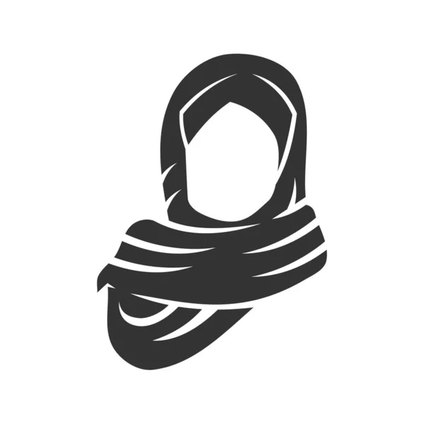 Moeslim Hijab Modelo Logotipo Feminino Icon Ilustração Identidade Marca Isolado — Vetor de Stock