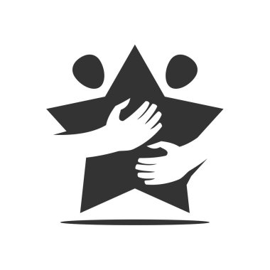 Yıldız logolu iş adamları Icon Illustration Brand Kimliği. İzole ve düz çizim. Vektör grafiği