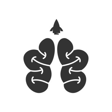 Beyin roketi logosu Icon Illustration Brand Kimliği. İzole ve düz çizim. Vektör grafiği