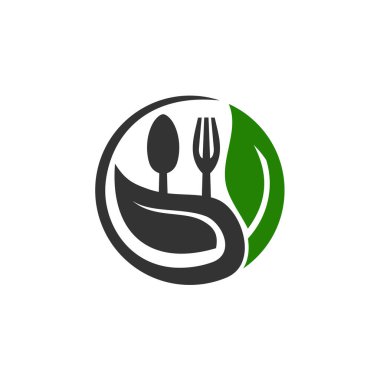 Organik gıda logosu şablonu. Simge Tanımlama Markası Kimliği. İzole ve düz çizim. Vektör grafiği