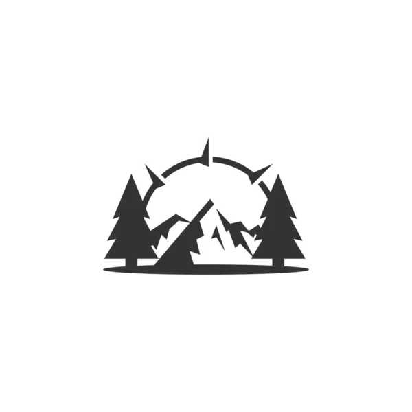 Modelo Logotipo Montanha Aventura Livre Icon Ilustração Identidade Marca Isolado —  Vetores de Stock
