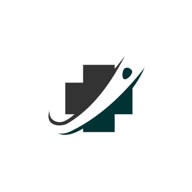 Sağlık hizmeti logo şablonu. Simge Tanımlama Markası Kimliği. İzole ve düz çizim. Vektör grafiği