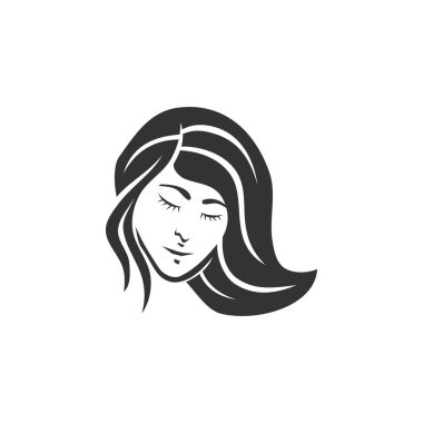 Güzellik salonu logosu şablonu. Simge Tanımlama Markası Kimliği. İzole ve düz çizim. Vektör grafiği