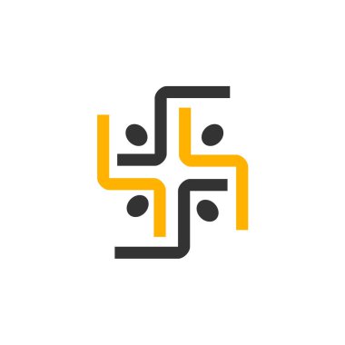 Ortaklık logo şablonu. Simge Tanımlama Markası Kimliği. İzole ve düz çizim. Vektör grafiği