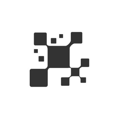 Teknoloji logo şablonu. Simge Tanımlama Markası Kimliği. İzole ve düz çizim. Vektör grafiği