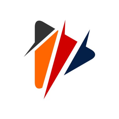 Medya logo şablonu. Simge Tanımlama Markası Kimliği. İzole ve düz çizim. Vektör grafiği