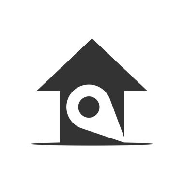 Ev logosu şablonu. Simge Tanımlama Markası Kimliği. İzole ve düz çizim. Vektör grafiği