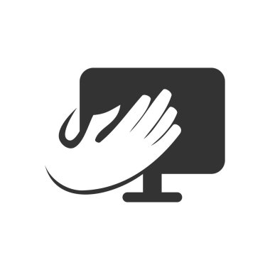 Bilgisayar logosu şablonu. Simge Tanımlama Markası Kimliği. İzole ve düz çizim. Vektör grafiği