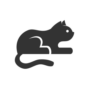 Kedi logosu şablonu. Simge Tanımlama Markası Kimliği. İzole ve düz çizim. Vektör grafiği