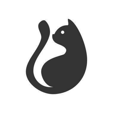 Kedi logosu şablonu. Simge Tanımlama Markası Kimliği. İzole ve düz çizim. Vektör grafiği