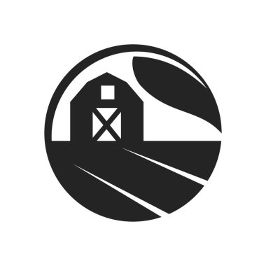 Çiftlik logosu şablonu. Simge Tanımlama Markası Kimliği. İzole ve düz çizim. Vektör grafiği