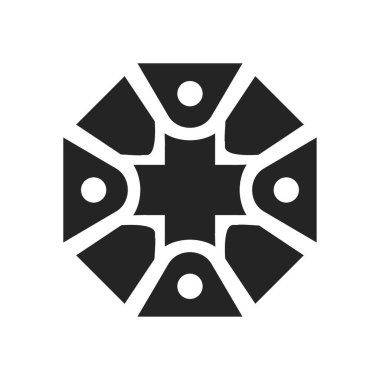 Sağlık hizmeti logo şablonu. Simge Tanımlama Markası Kimliği. İzole ve düz çizim. Vektör grafiği