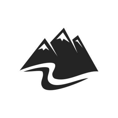 dağ logosu şablonu. Simge Tanımlama Markası Kimliği. İzole ve düz çizim. Vektör grafiği