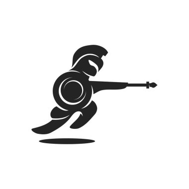 Savaşçı logo şablonu. Simge Tanımlama Markası Kimliği. İzole ve düz çizim. Vektör grafiği